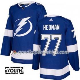 Tampa Bay Lightning Victor Hedman 77 Adidas 2017-2018 Blauw Authentic Shirt - Kinderen
